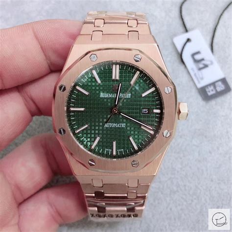 ap watch rose gold green face